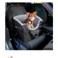 Assento para automóvel para cães pequenos feito de pelúcia macia.