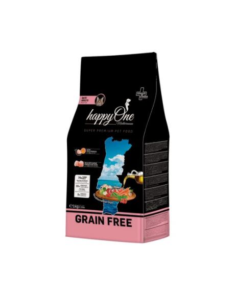 La comida para gatos HappyOne Mediterraneum gato es una comida para gatos súper premium para gatos adultos con un 70% de carne, un 30% de frutas y verduras y un 0% de cereales.