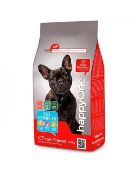 HappyOne Razas Pequeñas es un alimento especialmente indicado para perros de razas pequeñas. Contiene salmón, fuente natural de ácidos grasos omega 3. Ayuda a reducir la formación de sarro dental.