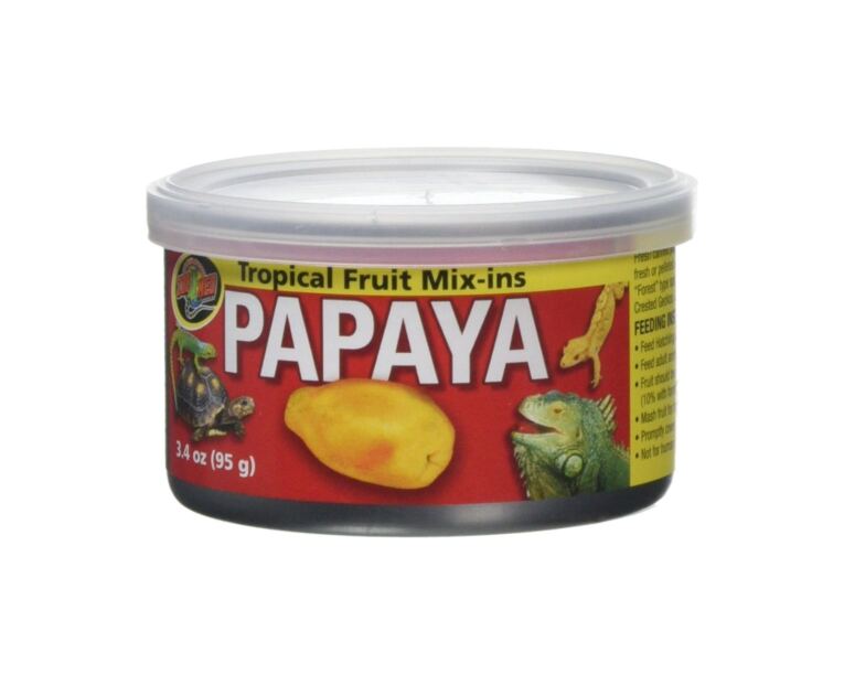 Los Tropical Fruit Mix-ins Papaya son una excelente opción para mezclar reptiles con dietas frescas o granuladas.