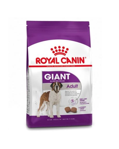 Royal Canin Adult Giant Dog está indicado para perros adultos no esterilizados, de razas gigantes (>45kg), con sensibilidad articular o digestiva, a partir de los 18/24 meses de edad.