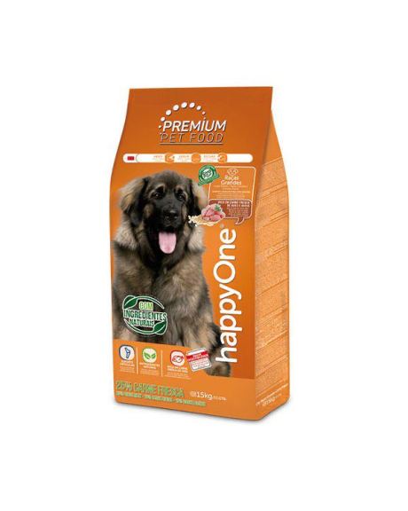 HappyOne Premium Razas Grandes es un alimento completo y equilibrado para perros adultos de gran tamaño.