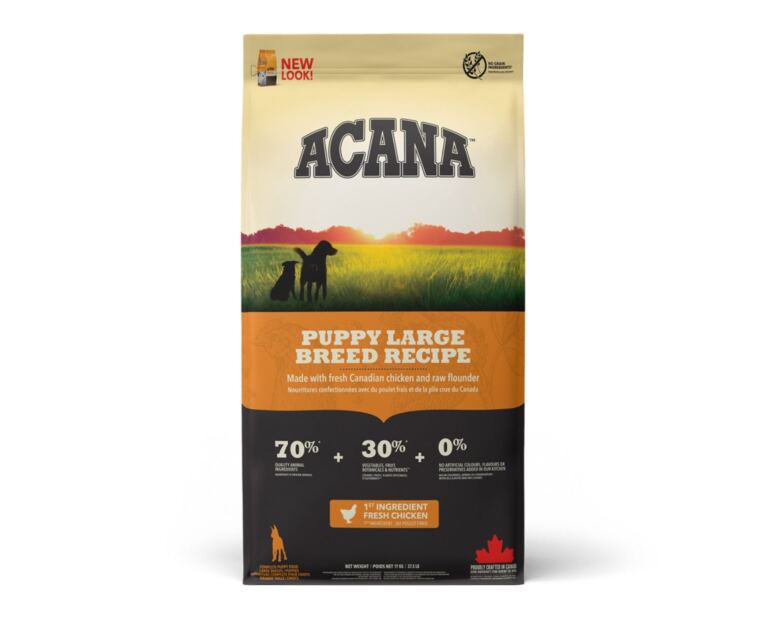 El alimento Acana Puppy Large Breed está recomendado principalmente para cachorros de razas grandes (con un peso adulto superior a 25 kg).