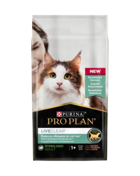 Pro Plan Cat Liveclear Salmón Adulto Esterilizado es un alimento para gatos castrados que proporciona una excelente nutrición diaria.