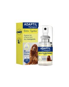 Adaptil Transport Spray Perros es una solución conveniente para ayudar a los perros a sentirse cómodos mientras viajan o visitan al veterinario.