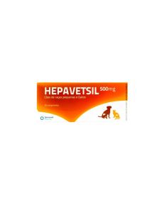 Hepavetsil 550 mg es un apoyo nutricional para la función hepática en perros y gatos de razas pequeñas.