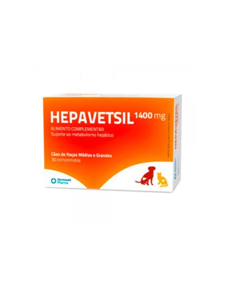 Hepavetsil 1400 mg es un soporte nutricional para la función hepática, para perros de razas medianas y grandes, apetecible, con sabor a hígado.