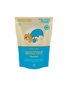 Snacks Multiva Hairball es un complemento dermatológico y laxante formulado en masticables de gran palatabilidad para la prevención y eliminación de las bolas de pelo en gatos.