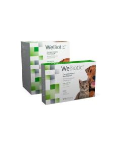 WeBiotic - Comprimidos es un alimento compuesto complementario para perros y gatos que contiene organismos y otras sustancias que favorecen la función digestiva normal.