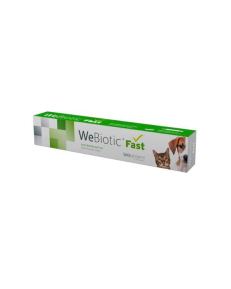 WeBiotic Fast 15 ml - Perros Pequeños y Gatos proporciona una combinación de adsorbente, probiótico, prebiótico e inmunoestimulante.