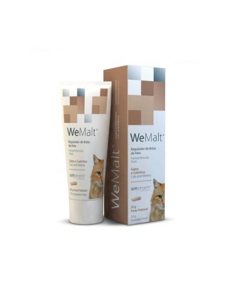 WeMalt 50 gr - Pelotas de pelo es una pasta muy palatable, que favorece una acción profiláctica para el control de las bolas de pelo en gatos y gatitos. Pero también es un regulador de bolas de pelo y muy apetecible.