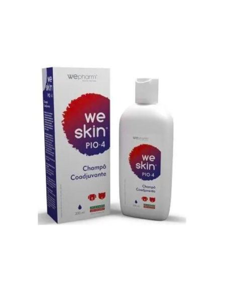 Weskin Pio4 Champú 200ml está indicado como coadyuvante en el tratamiento de la pioderma superficial.