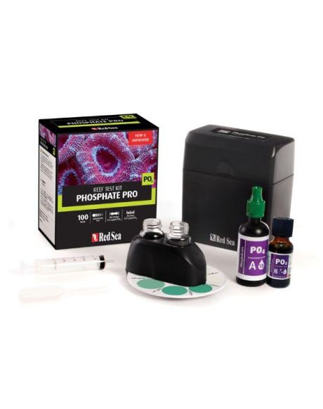 El Red Sea Phosphate Pro (PO4) kit del Mar Rojo es una prueba colorimétrica avanzada con comparador.