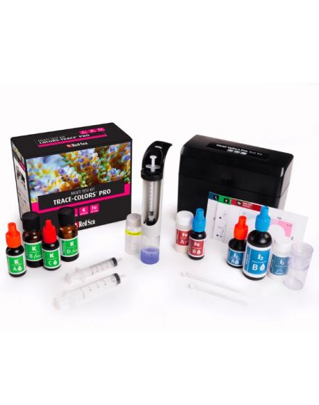 El Red Sea Trace-Colors Pro - Kit Multi Teste (I2,K,FE) incluye pruebas avanzadas para mediciones altamente precisas de yodo, potasio y hierro.