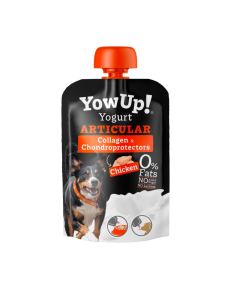 YowUp Articular Yogurt Pollo para Perros 85 Gr es un yogur para perros que incluye condroprotectores, colágeno y azafrán.