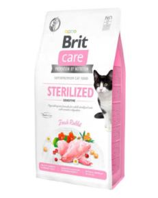 Brit Care Cat Grain Free Sterilised Sensitive es un alimento completo para gatos adultos esterilizados con dificultades de digestión. Además, fórmula Hipoalergénica con Real Rabbit.