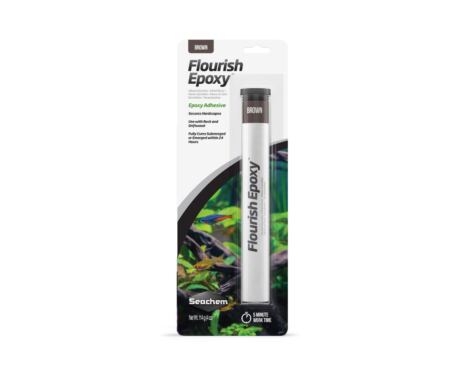 Seachem Flourish Epoxy é uma massa epóxi de dois componentes que pode ser usada durante a jardinagem para proteger materiais como pedras e madeira flutuante para fundações mais estáveis ​​em aquários plantados.