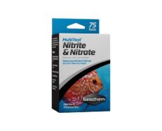 Seachem Multitest Nitrito/Nitrato mide nitrito a menos de 0,1 mg/L y nitrato a menos de 0,2 mg/L en agua dulce o salada.