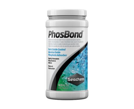 Seachem PhosBond es un nuevo producto revolucionario que combina capacidades de eliminación de fosfato de óxido de aluminio y óxido férrico granular en un material singular formando un efecto sinérgico.