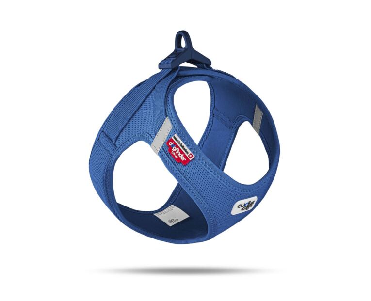Arnés Curli Clasp Vest Air-Mesh Azul Oscuro indicado para perros pequeños y medianos.