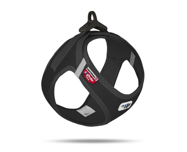 Arnés Curli Clasp Bombazina Negro Vest Air-Mesh indicado para perros pequeños y medianos.