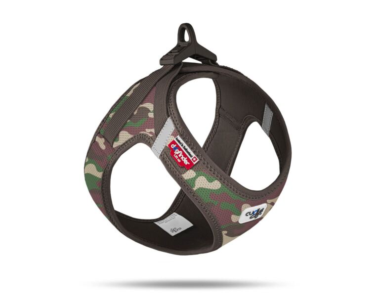 Arnés Curli Clasp Vest Air-Mesh Camuflado indicado para perros pequeños y medianos.