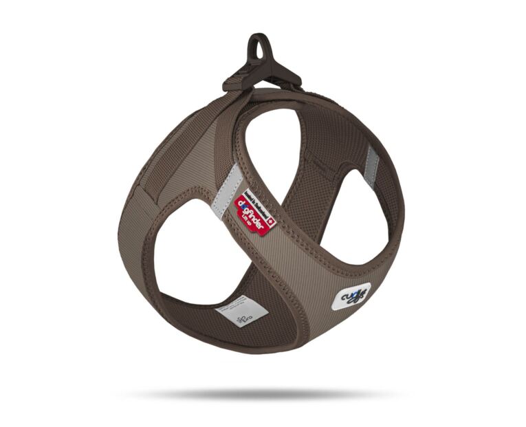 Arnés Curli Clasp Bombazina Marrón Vest Air-Mesh indicado para perros pequeños y medianos.