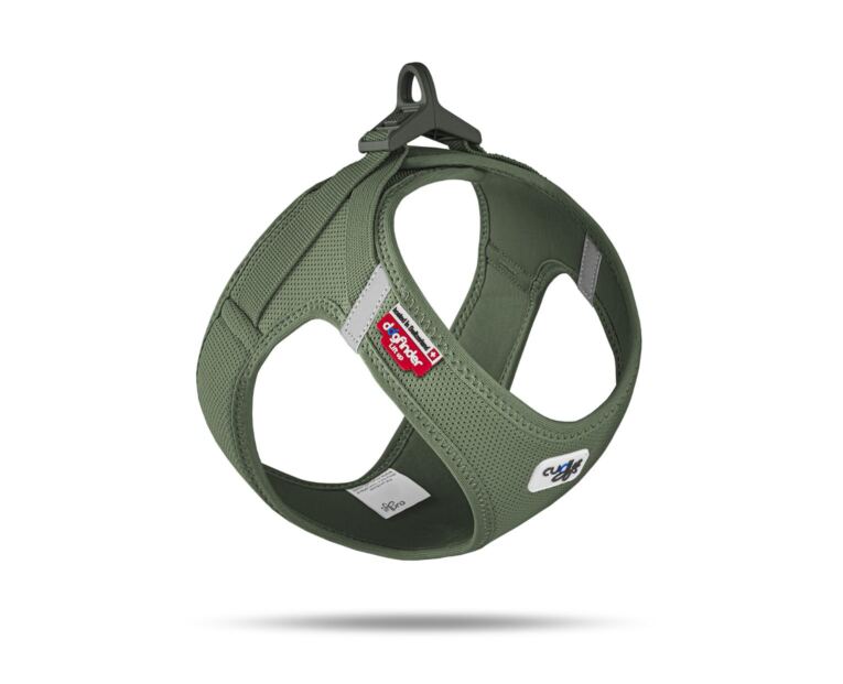Arnés Curli Clasp Vest Air-Mesh Verde Oscuro indicado para perros pequeños y medianos.