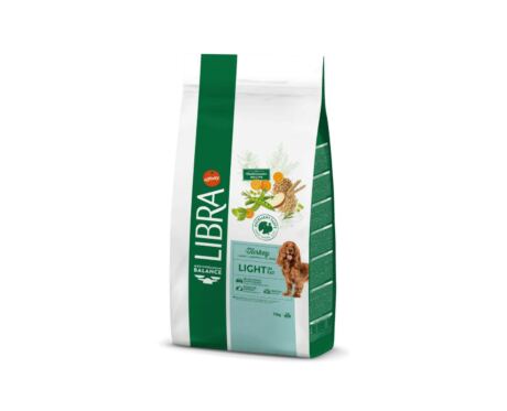Libra Adulto Light Pavo y Cereales es un pienso light para perros adultos formulado con ingredientes seleccionados, como pavo y cereales integrales, que ayudan al control del peso sin comprometer la vitalidad.