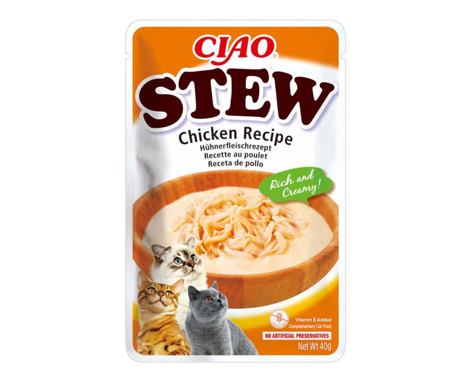 Churu Stew Pollo 40 g – Alimento Húmedo Complementario para Gatos