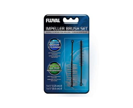 El Fluval Impeller Brush Set (Juego de escobillas para impulsores) es un conjunto de dos escobillas prácticas y resistentes, especialmente diseñado para la limpieza de las hélices y el rotor de los filtros Fluval.
