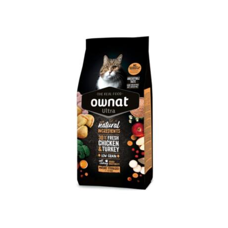 Saco de pienso Ownat Ultra Mature Sterilized de pollo y pavo para gatos sénior esterilizados