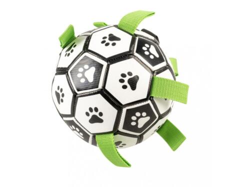 Pelota de fútbol para perros Duvo Plus con asas juguete resistente